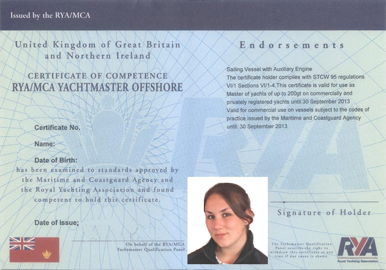 yachtmaster offshore certificate of competence